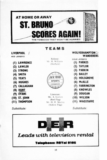 Match programme lineups