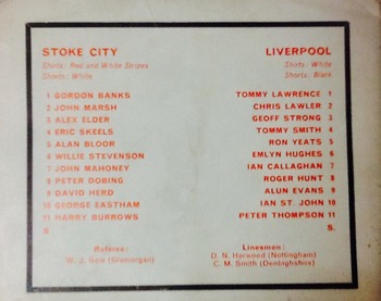 Match programme - Lineups