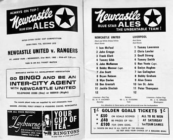 Match programme lineups