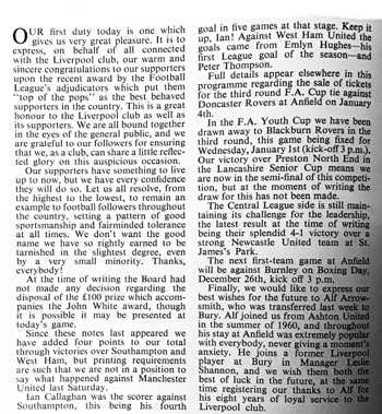 Match programme notes