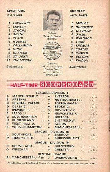 Match programme - back