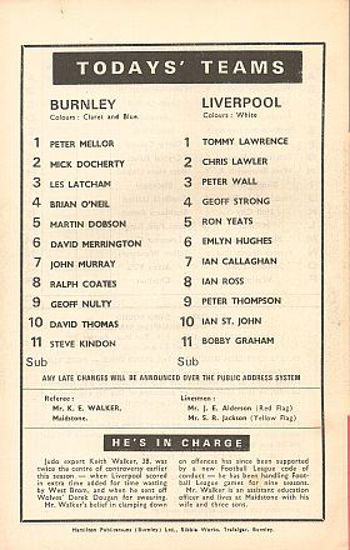 Match programme - back