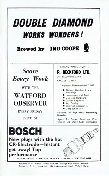 Match programme - BackCover