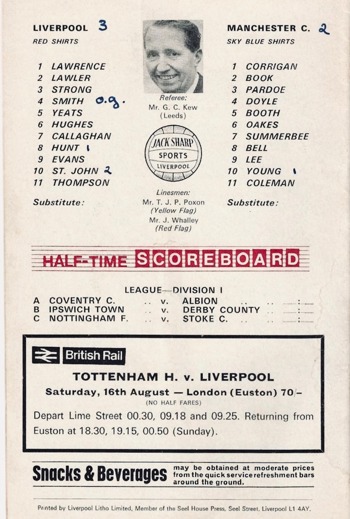 Match Programme - lineups
