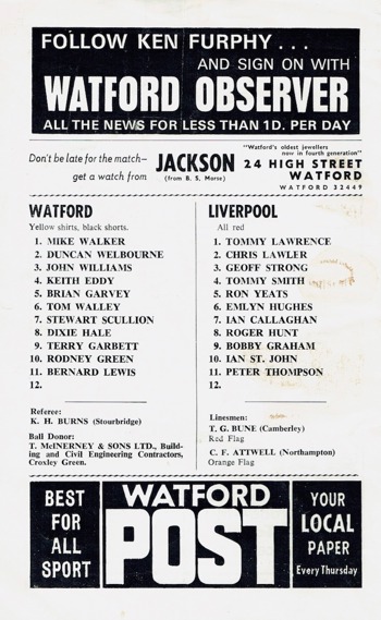Match programme - Lineups
