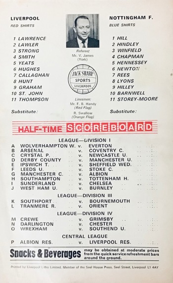 Match programme lineups