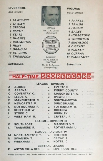 Match Programme lineups