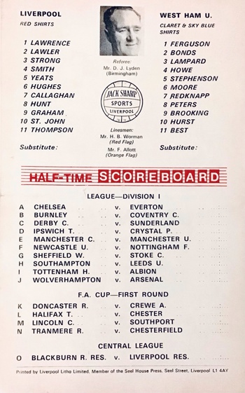 Match programme lineups