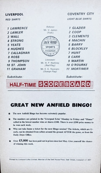 Match programme lineups