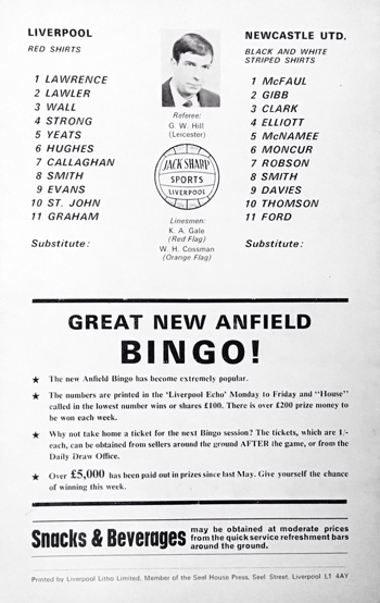 Match programme lineups