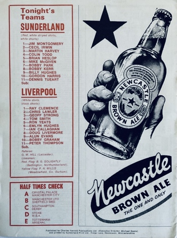 Match programme lineups