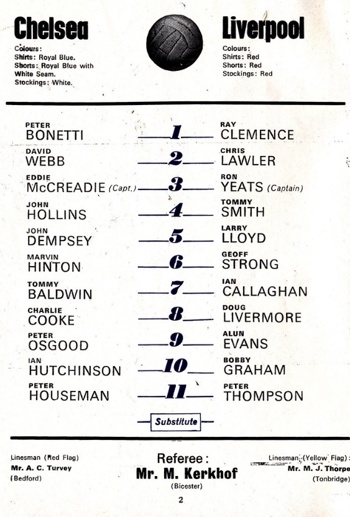 Match Programme Lineups