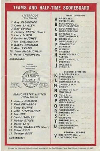 Match programme lineups