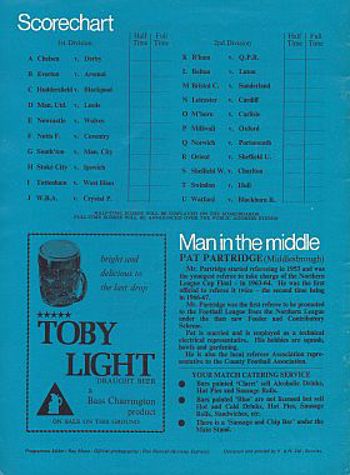 Match programme - back cover