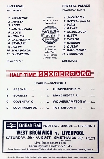 Match programme lineups
