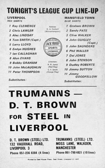 Match programme lineups