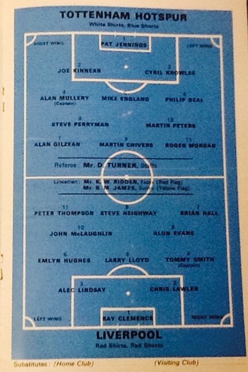 Match programme - Lineups