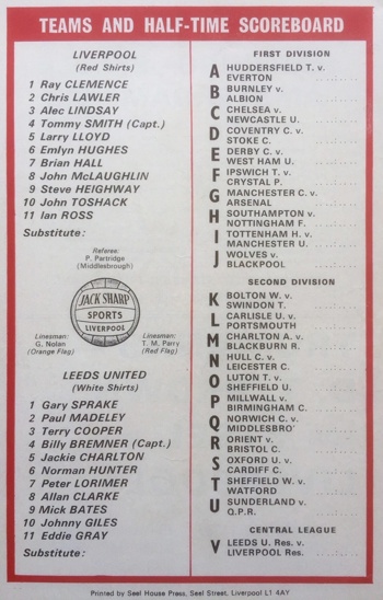 Match programme - Lineups