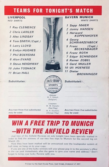 Match programme lineups