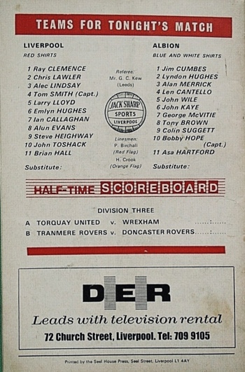 Match Programme lineups