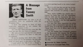 Match programme - Tommy Smith
