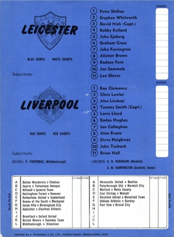 Match programme lineups
