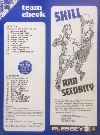 Match Programme - Lineups