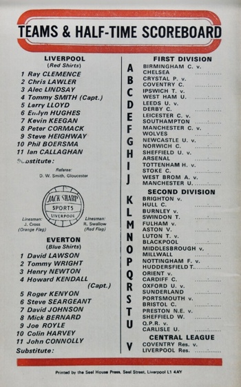 Match programme lineups
