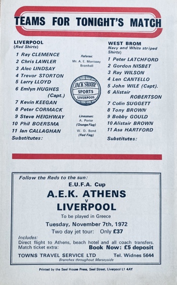 Match programme lineups