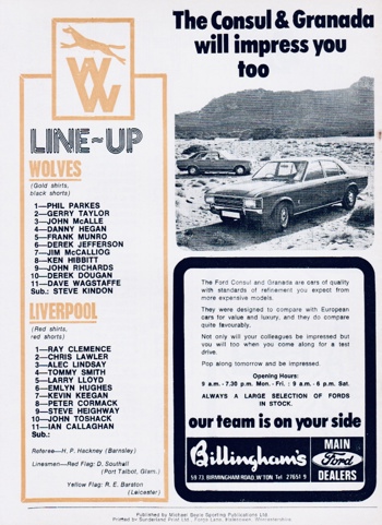 Match programme lineups