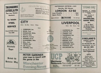 Match programme lineups