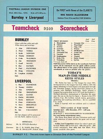 Match programme - BackCover