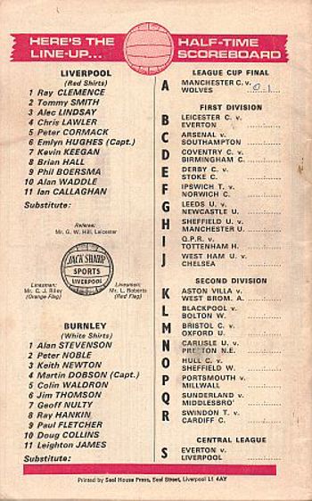 Match programme - BackCover