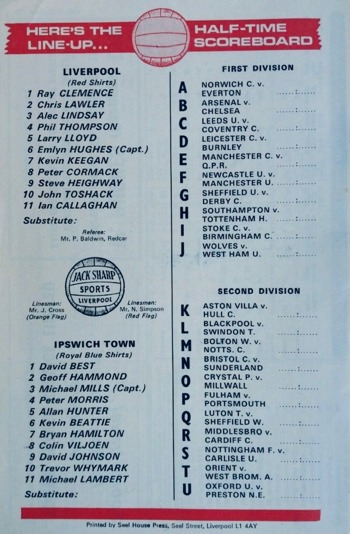 Match programme lineups