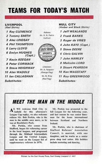 Match Programme Lineups