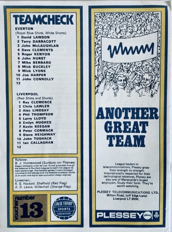 Match programme lineups