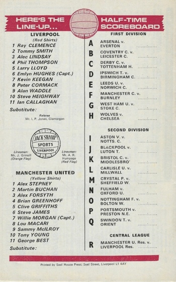 Match programme lineups