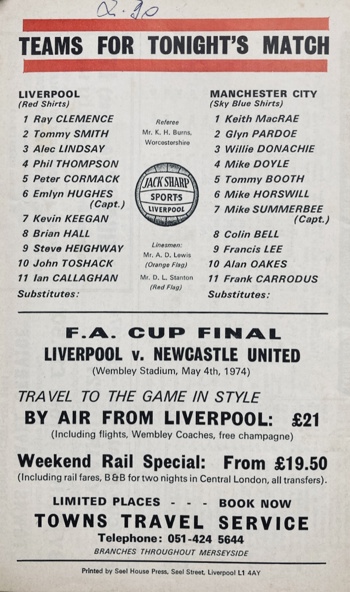 Match programme lineups