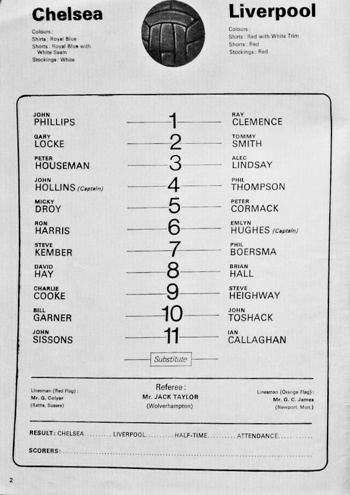 Match Programme Lineups