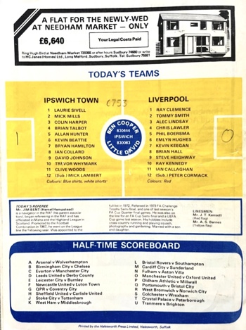 Match programme lineups