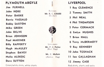 Match programme lineups