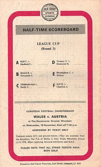 Match programme - BackCover