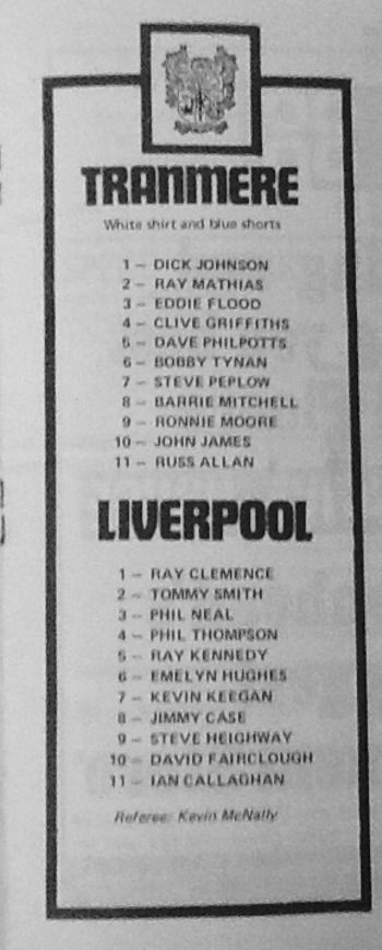 Match programme - Lineups