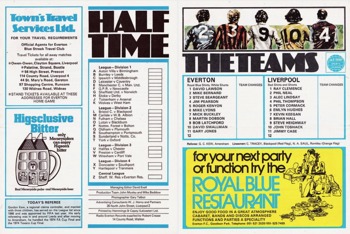 Match Programme Lineups