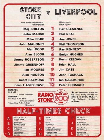 MatchProgramme Lineups