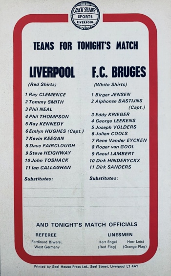 Match programme lineups