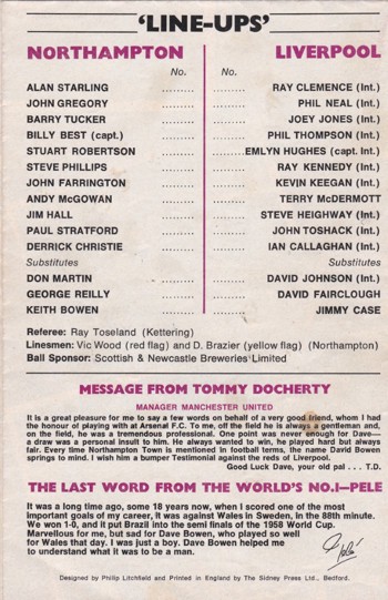 Match programme backcover