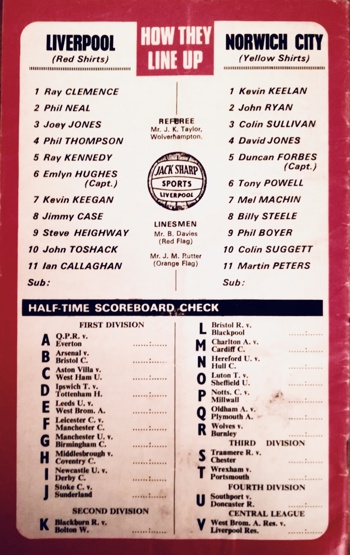 Match programme lineups