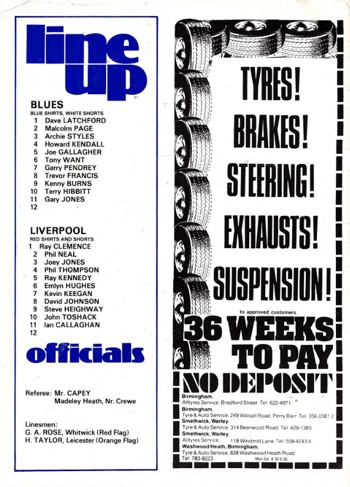 Match Programme Lineups