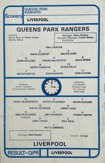 Match programme lineups